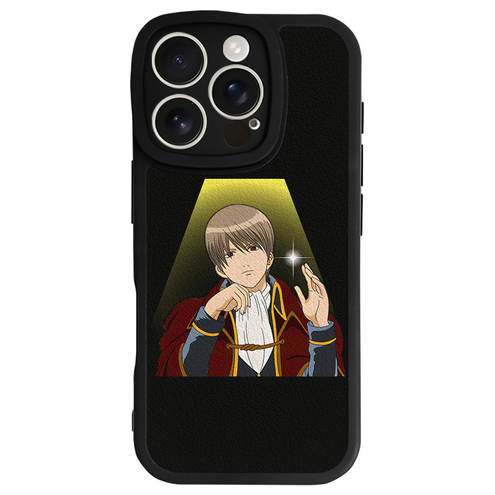（画像用） ぎんたま 坂田銀時（さかたぎんとき） 神楽 志村新八（しむら しんぱち） GINTAMA Sakata Gintoki Kagura Shimura Shinpachi 【iPhone 16シリーズ対応】シリコンスマホケース（レザー調） 材質：シリコン